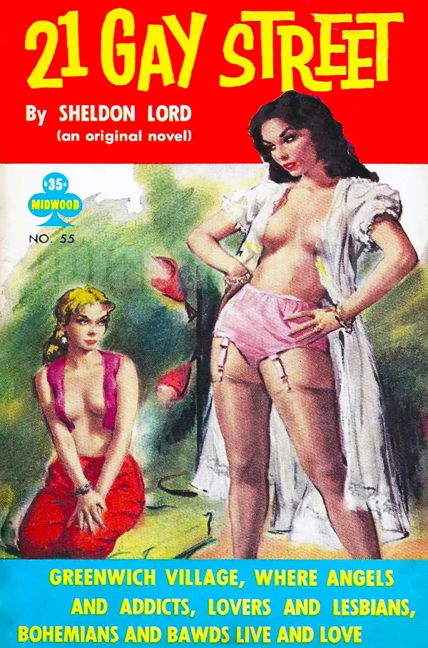 It's 21 Gay Street — a place in New York's Greenwich Village where (according to the cover) "angels and addicts, lovers and lesbians, bohemian and bawds live and love!"