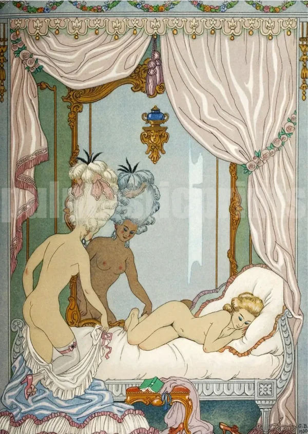 Here's another Mucha-esque art nouveau/art deco illustration by artist George Barbier from a 1934 illustrated edition of Les Liaisons Dangereuses