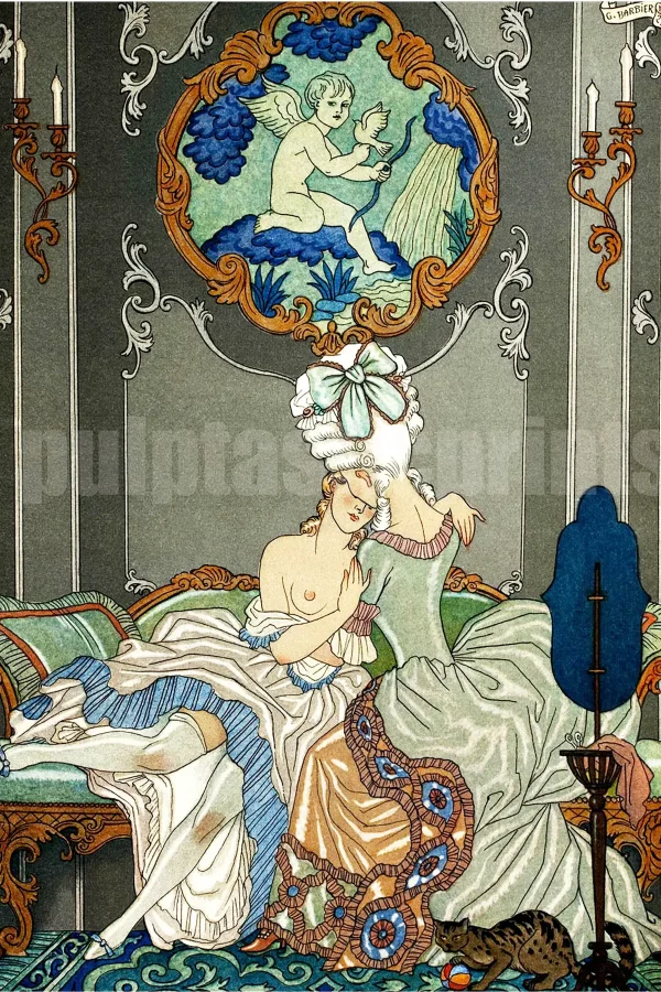 Absolutely stunning Art Deco image (very reminiscent of Mucha) by famed artist George Barbier from a 1934 illustrated edition of Les Liaisons Dangereuses