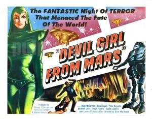 Repro of horizontal movie poster for cult sci-fi film Devil Girl from Mars