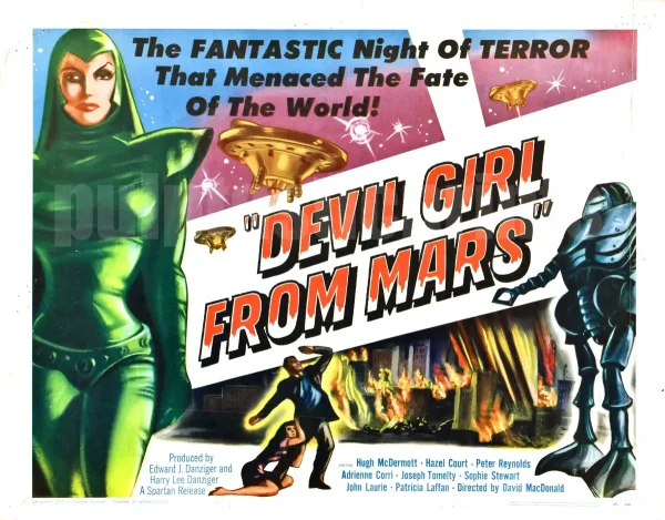 Repro of horizontal movie poster for cult sci-fi film Devil Girl from Mars