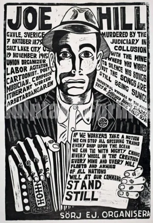 socialist print Joe Hill — repro of vintage anti-capitalist poster of activist/songwriter Joe Hill