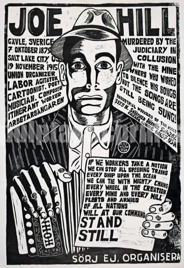 socialist print Joe Hill — repro of vintage anti-capitalist poster of activist/songwriter Joe Hill