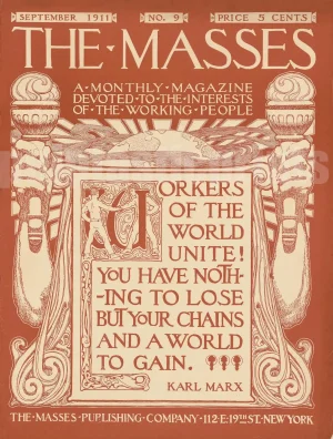 Great leftist print of probably the most famous — and most stirring — quote by Karl Marx: "Workers of the world, unite!
