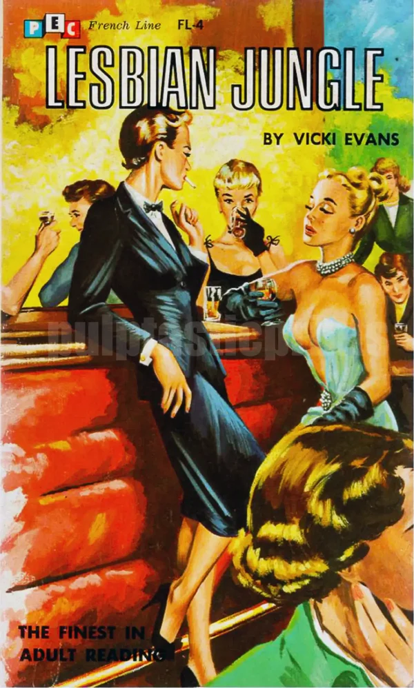 Lesbian Jungle — lesbian pulp novel cover with sharp-suited Lesbian