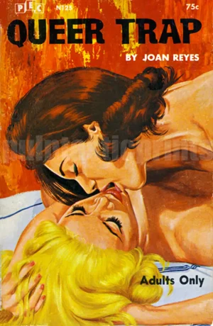 A blonde and a brunette kissing because they're clearly caught in a ... Queer Trap!